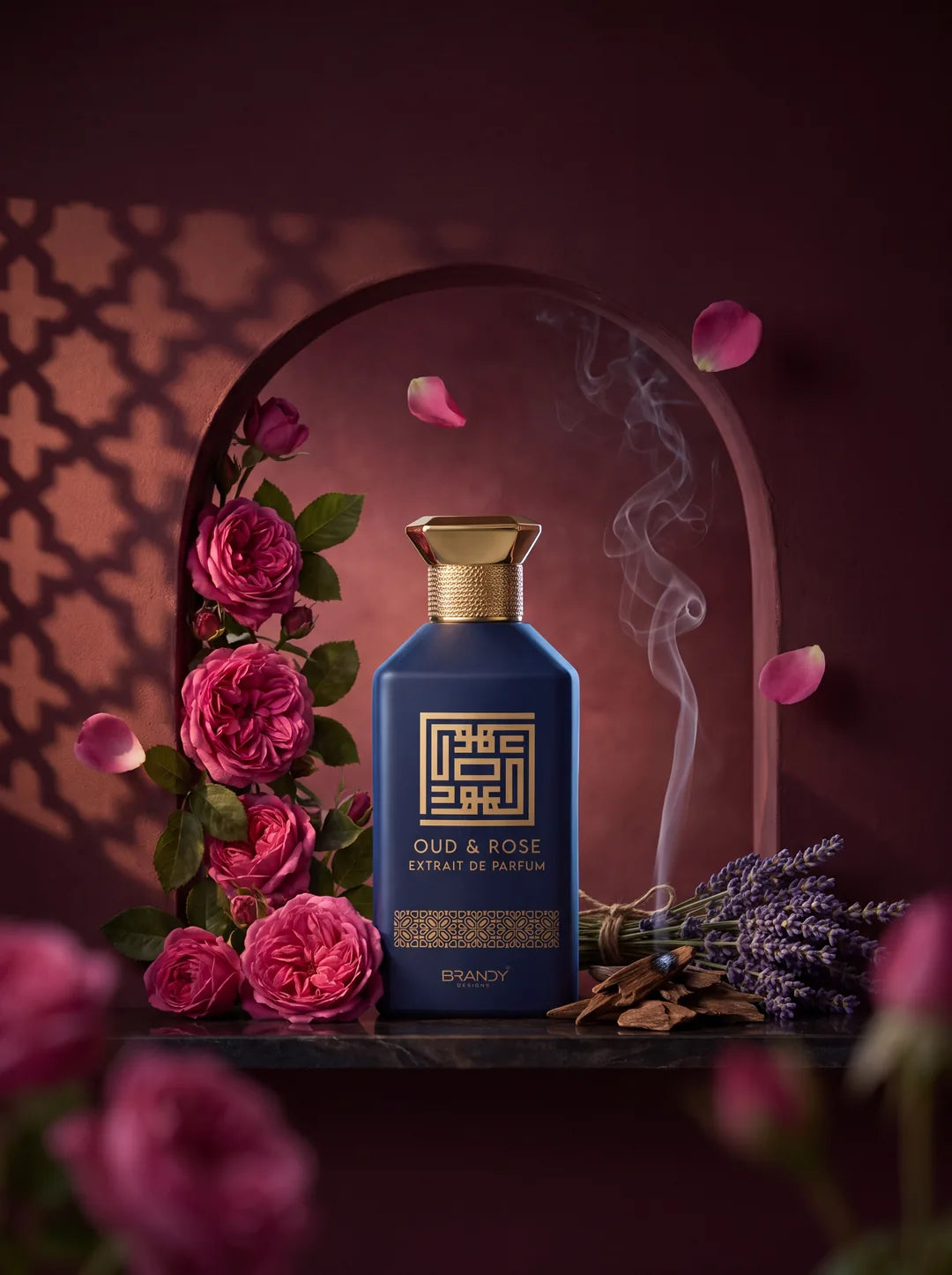 Brandy Designs Oud and Rose perfume with roses and oud wood