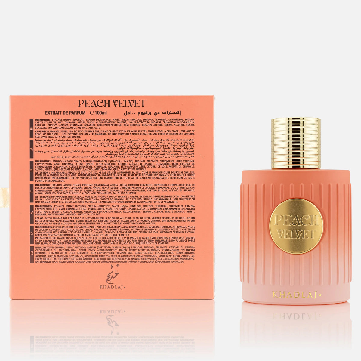 Khadlaj Peach Velvet Eau de Parfum 100ml bottle, alternate view 3