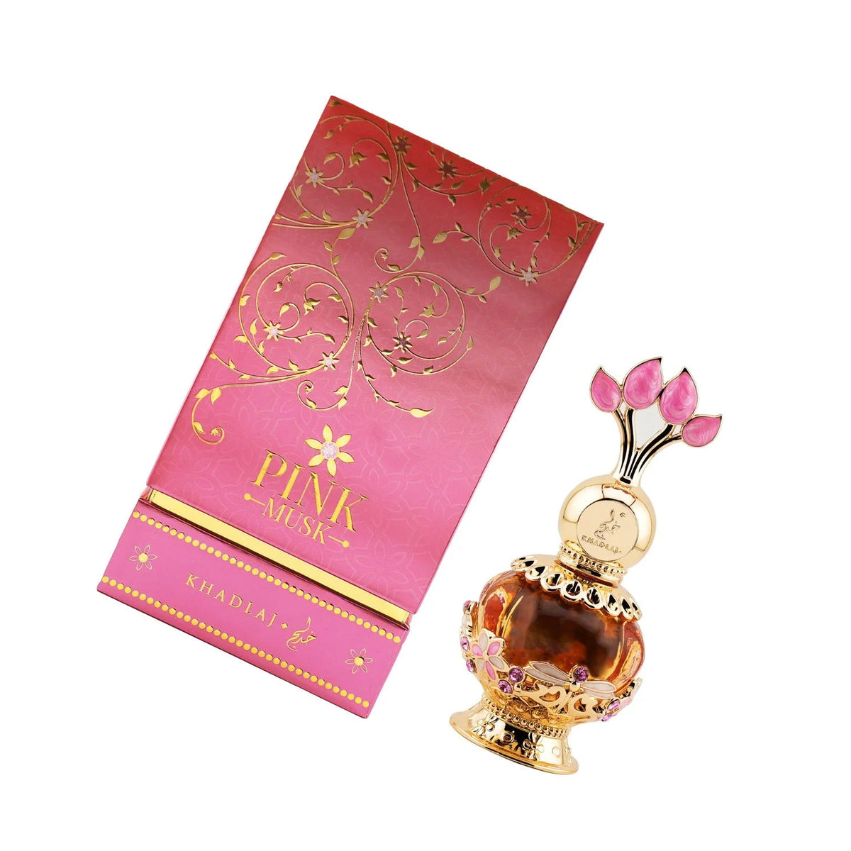 Khadlaj Pink Musk Perfume Oil 20ml bottle, alternate view 2